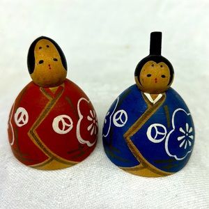 Vintage Japanese Sosaku Kokeshi Dolls Emperor and Empress